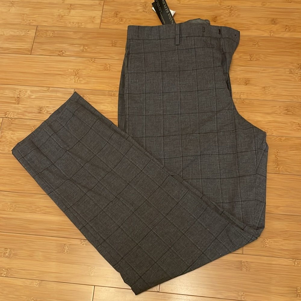 Banana Republic standard fit pants mens performance Tailored windowpane pant
